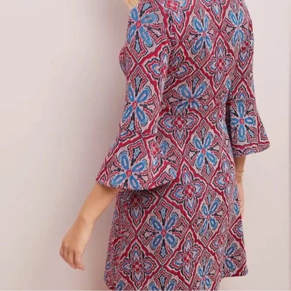 EUC Anthropologie Maeve Barrie Sweater Dress XL- Knit Bell Sleeve- Boho Red - Picture 4 of 5